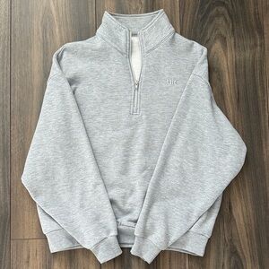 ALO Yoga Heather Grey Quarter Zip Neck Sweater XS